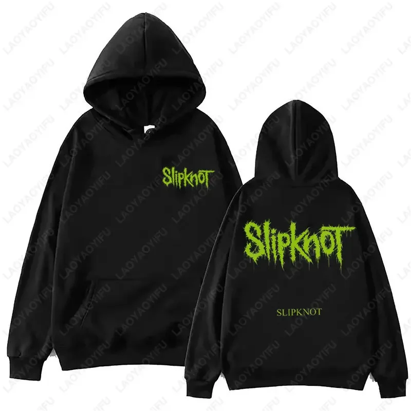 Neuer Stil: Herren-Hoodie mit Slipknot-Grafik in Schwarz – Oversized-Pullover mit Nu-Metal-Band-Print, Streetwear, lockere Passform – Detail 5