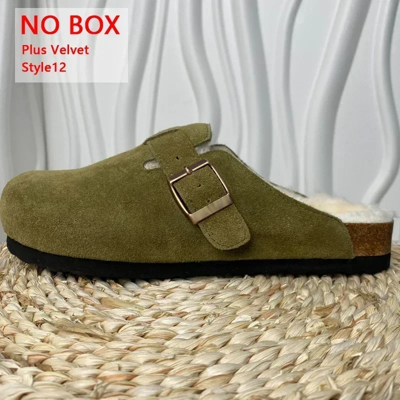 Sandalias de ante suaves para hombre y mujer, zapatos de terciopelo que combinan con todo, zapatillas de corcho, moda de verano, invierno