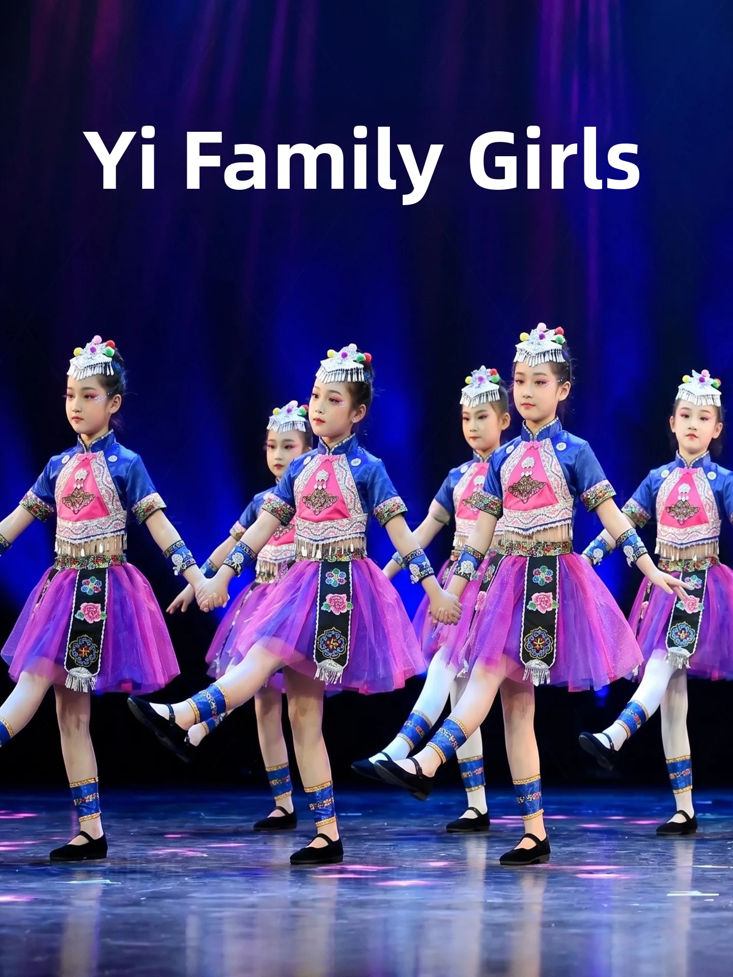

Children's National Costume Hani Ethnic Dance Performance Outfit Red Mountain Fruit Flower Stamping Stage Performance Dress