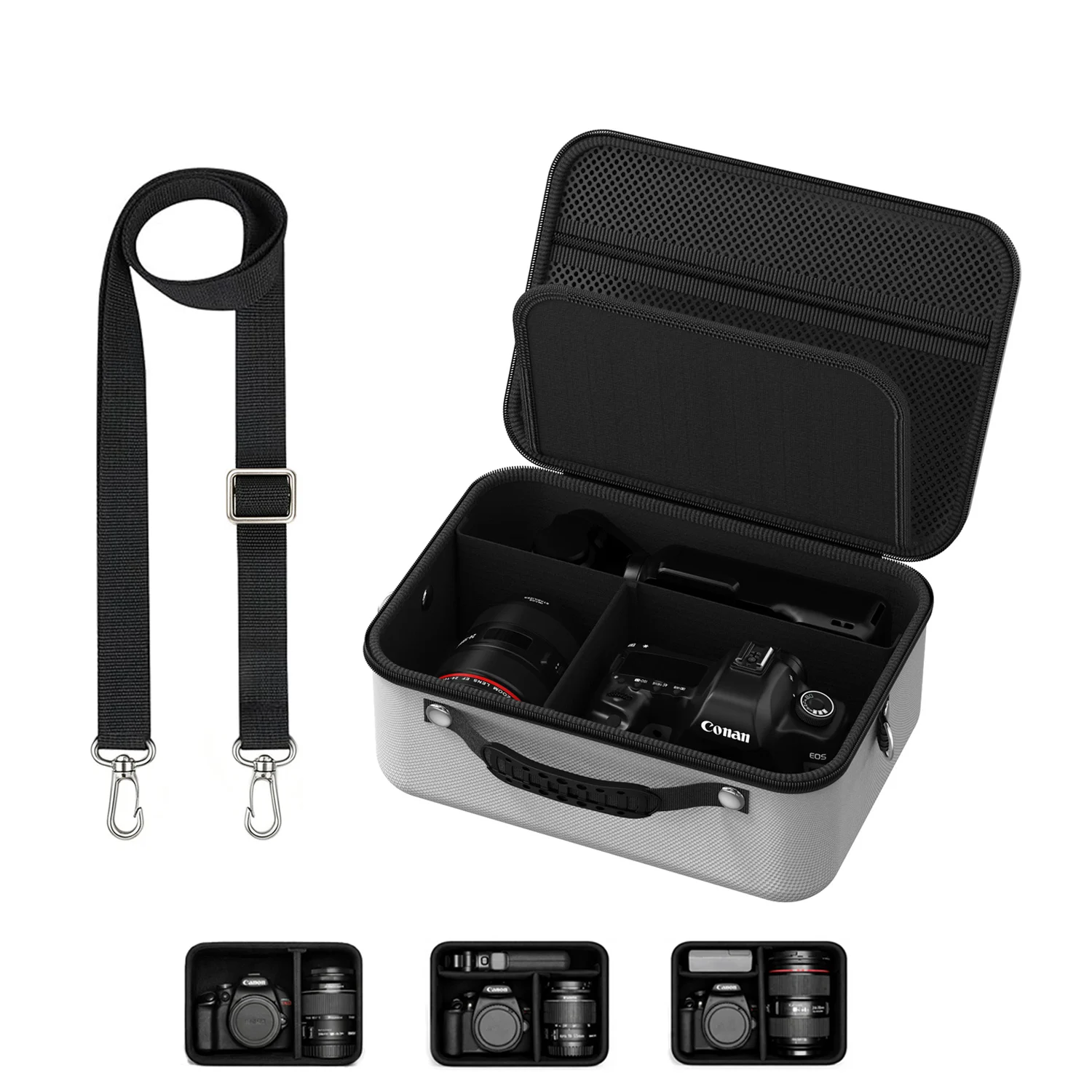 Camera Case For Canon EOS Rebel T7 R50 R100 and More DSLR Mirrorless Cameras Portable Travel Bag with Adjustable Dividers