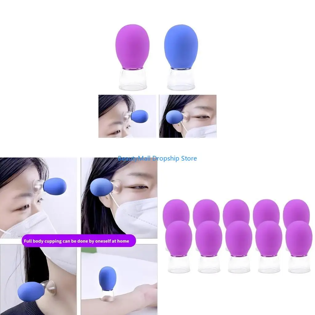 40JD Plastic Silicone Cupping Cups Massage Vacuum Suction Cupping Cups 10Pcs Plastic Cupping Set for Body Face Leg Arm Back