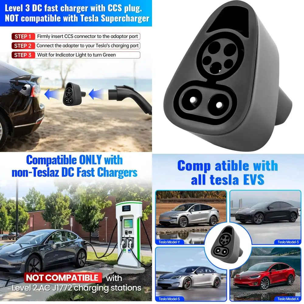 

car&smo CCS1-NACS DC Adapter Tesla Charger Adapter - CCS to Nacs Adapter, IP54 Waterproof, CCS1 to Tesla Charger Adapter, Durabl