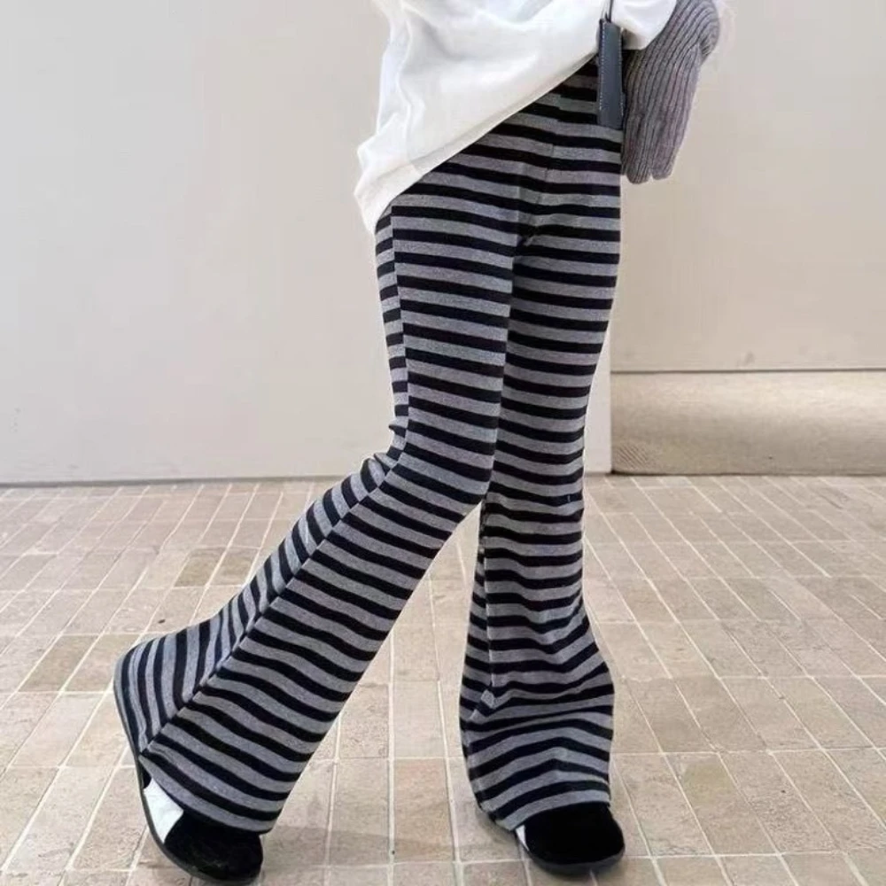 الربيع والخريف الأطفال عارضة زي المألوف الشارع نمط الفتيات الملابس مخطط مطبوعة متوهج السراويل