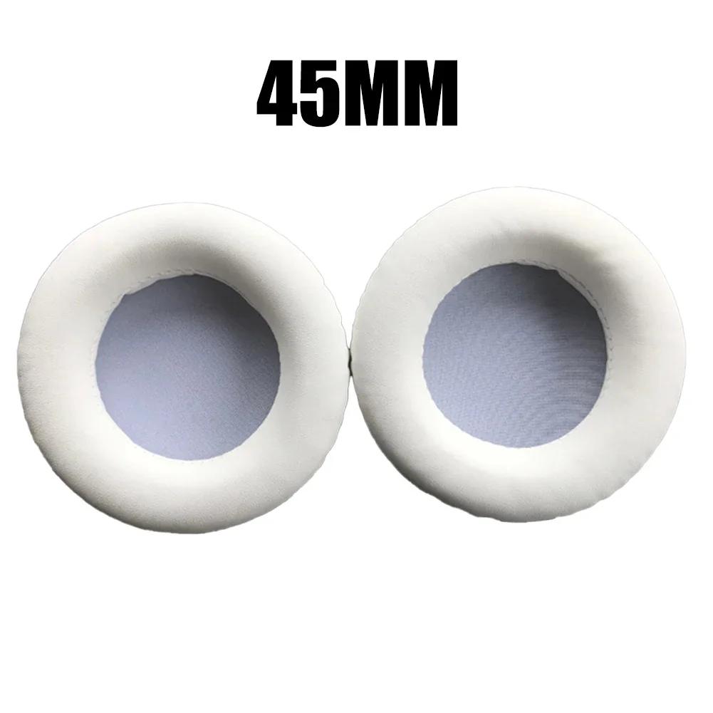 Branco Envolvido Esponja Ear Pads, PU Leather Headphone Cover, Branco e Preto Almofada, Mais Novo, 45-110mm