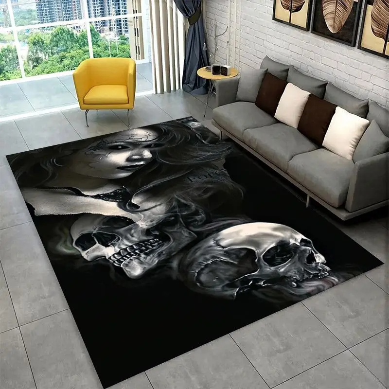 Gothic Skull Dead Girl Horror Female Large Area Rug Non-slip Carpet for Bedroom Living Room Sofa Doormat Home Decor Floor Mat - view 2