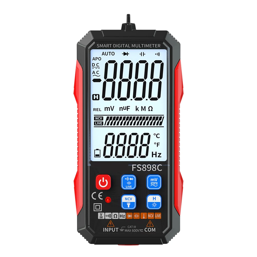 Multimeter With Flashlight Auto-ranging 6000 Counts Digital Multimeter Auto Power Off Backlit LCD Display Compact Design