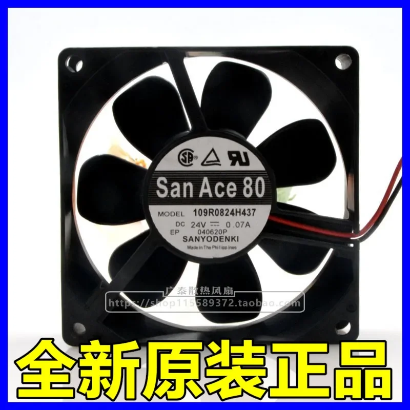 for Sanyo 109R0824H437 24V 0.07A 8025 Ball Bearing Server Cooling Fan 8CM Original