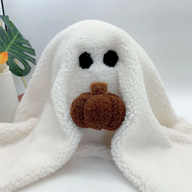 Fantasma con almohada de calabaza, fantasma de Halloween con almohada de calabaza, regalo para fanáticos, peluche suave de fantasma de Halloween