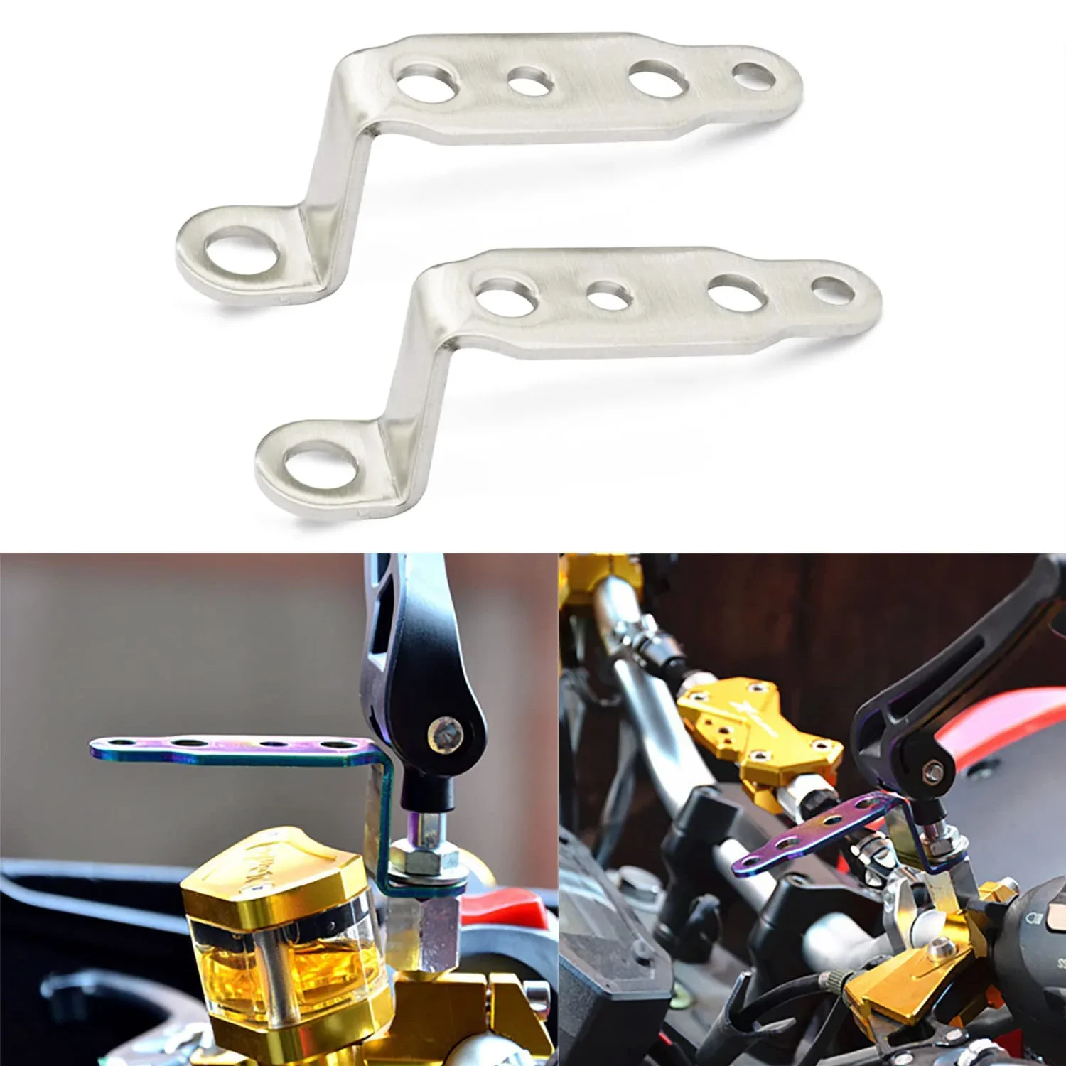 1-3PC Motorcycle LED Headlight Bracket Rearview Mirror Lamp Spotlight Extension Holder Clamp Motorbike Scooter Accessories image 2