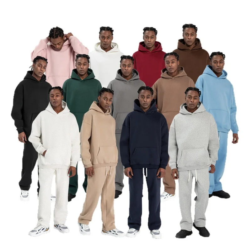 

MAQVOB EU US Size Autumn Sweatshirt Men Casual Fleece Straight Pants Luxury Brand 350g Men Hoodie Sweatshirt Tracksuit Set