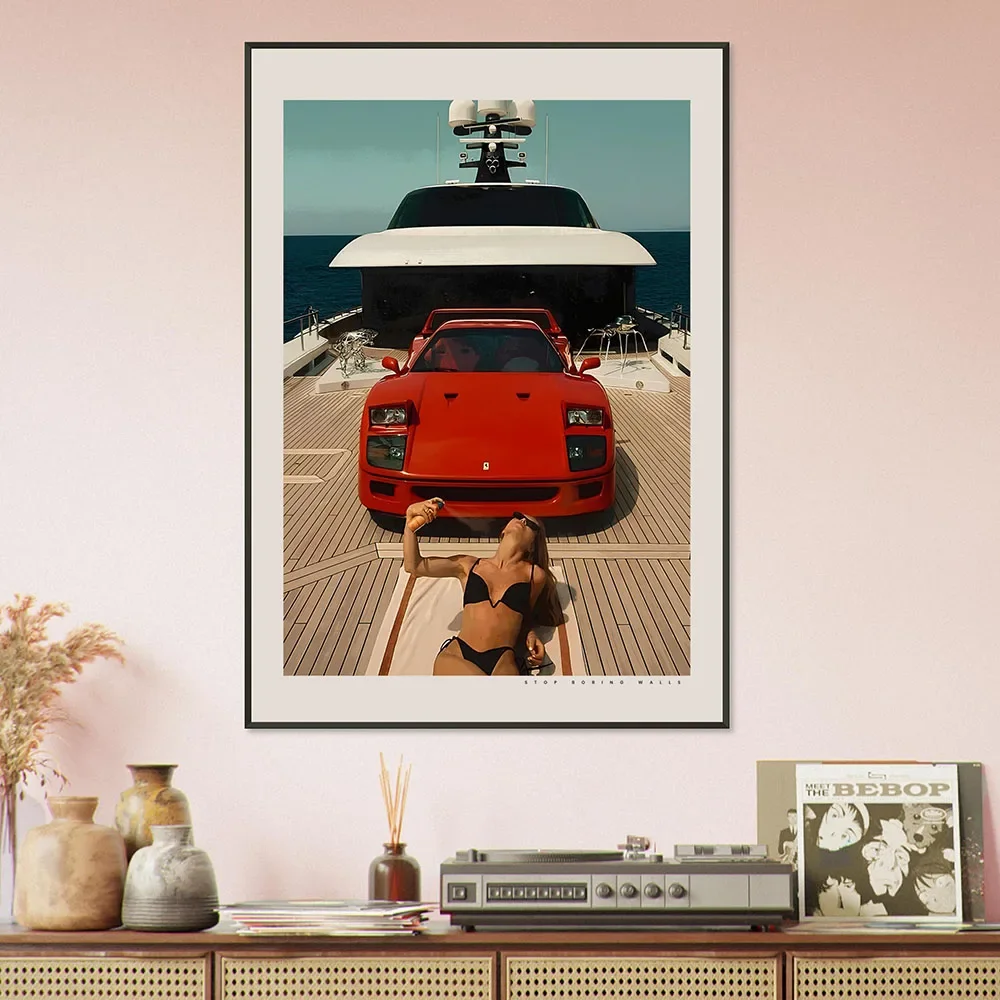 Affiche d'art mural de voitures de luxe modernes F40, peinture sur toile imprimée, bureau, salon, chambre à coucher, Bar, décoration murale de maison, cadeau de voiture
