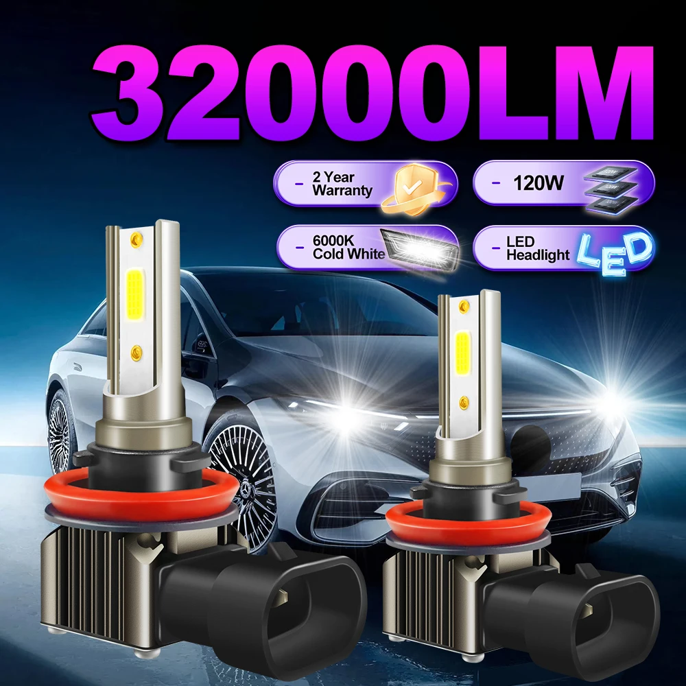 H7 H4 Canbus LED Car Headlight Bulbs 120W 32000LM H11 H1 9005 HB3 9006 HB4 Turbo Auto Headlamps 6000K White Fog Lights 12V