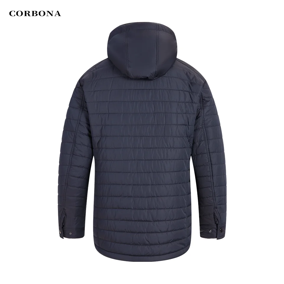 CORBONA 2024 Keep Warm Thicken Mens Winter Windproof Coat Fur Collar High Quality Cotton Lining Dark Hooded Male Jacket Parka