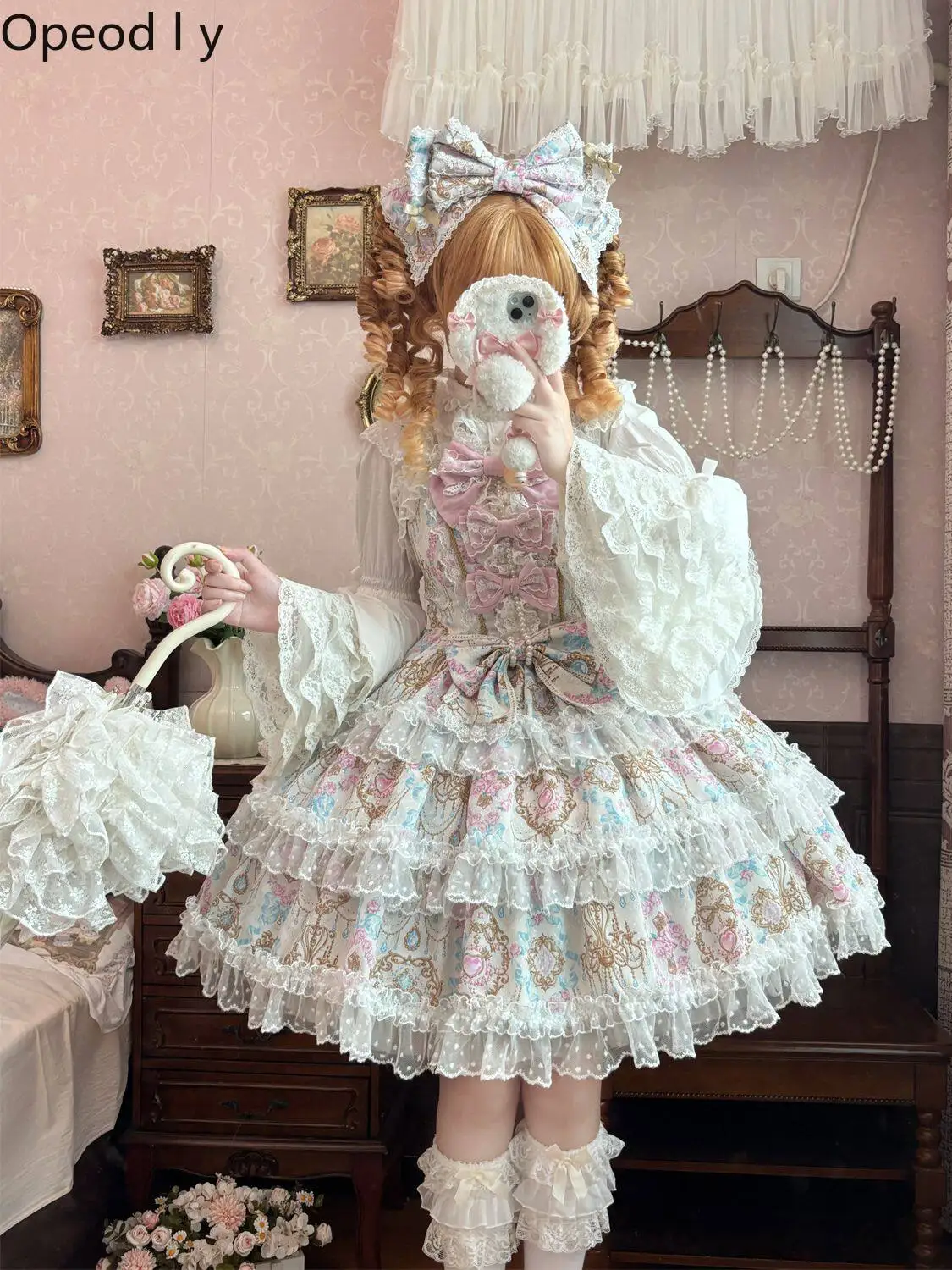 

Original Design Lolita Dress Flower Wall Doll Feeling Jsk Suspender Dress Spring Summer New Sweet Girl Lace Princess Lo Dress