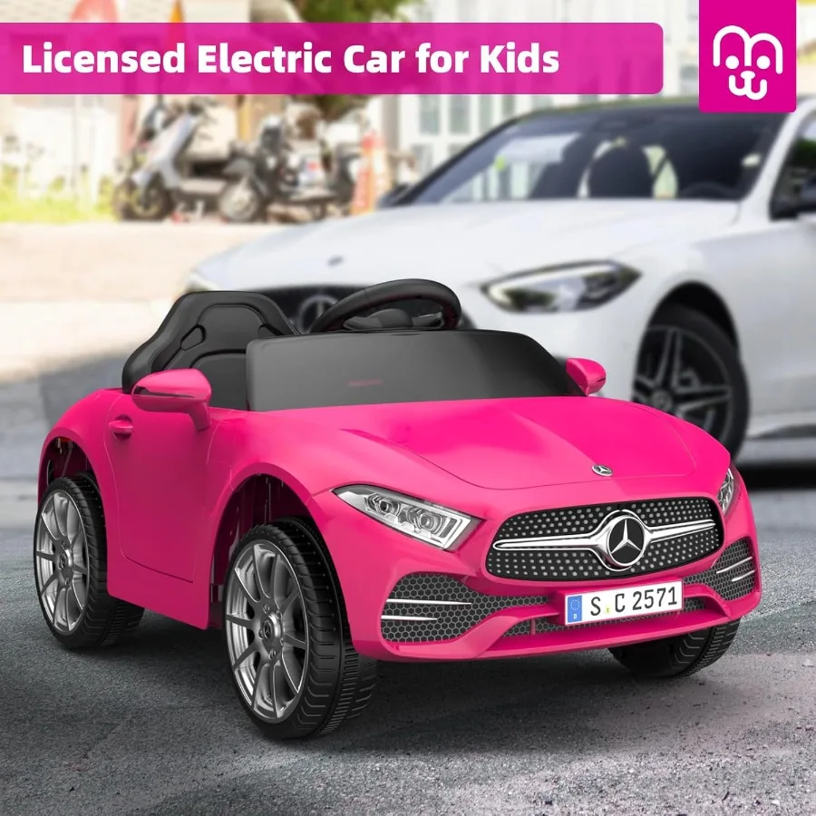 รถยนต์ไฟฟ้า 12V พร้อมรีโมทคอนโทรล ขับเคลื่อนด้วยแบตเตอรี่ พร้อมเครื่องเล่นเพลงบลูทูธและ USB ความเร็วสูงสุด 3.1 ไมล์ต่อชั่วโมง