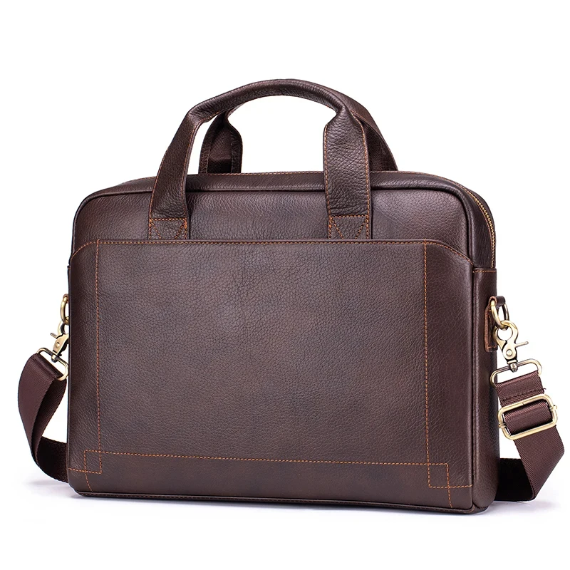Genuine Leather Men's Business Briefcase Large Capacity Laptop Bag Multi Pockets Durable Office Work Handbag