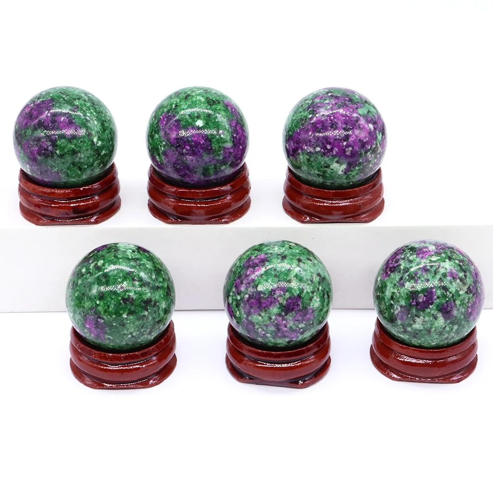 

Natural Stone Ruby Zoisite Crystal Reiki Healing Quartz Round Ball Sphere Mineral Specimen Globe Chakra Home Decoration Gift