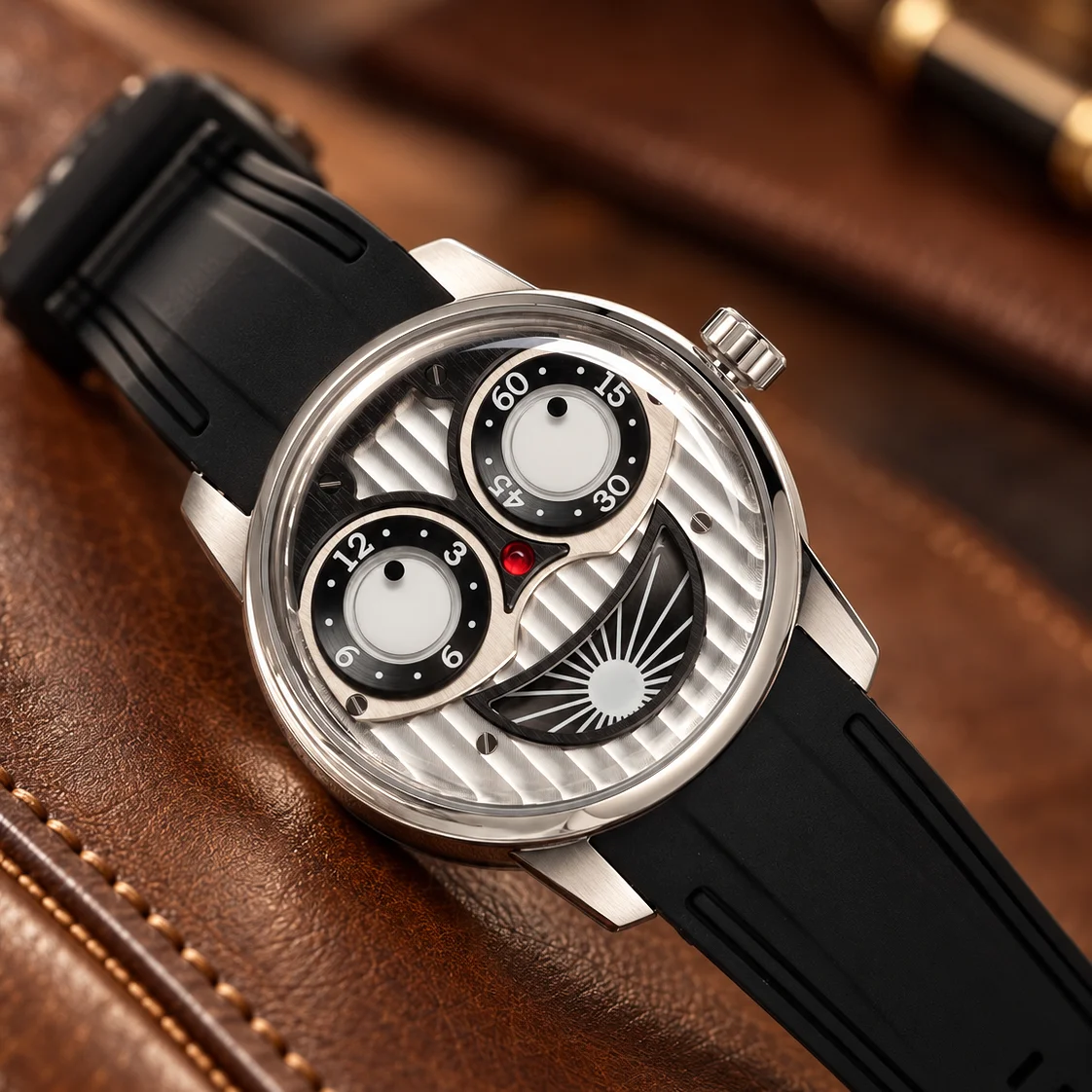 OBLVLO JM-JOKER Series Men's Watch Creative Automatic Mechanical Designer Dial Big Joker Fashion Rubber Band