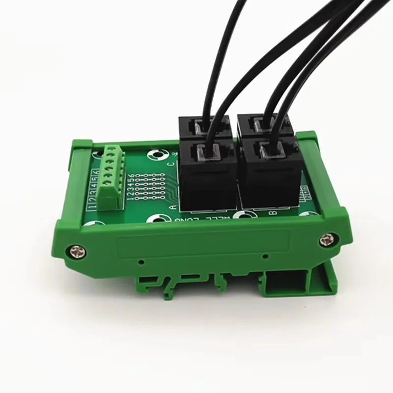 DIN Rail Mount RJ11/RJ12 6P6C Jack 4-Way Buss Breakout Board, Terminal Block, Connector.