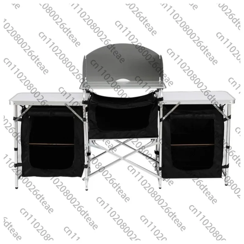 Outdoor kitchen multifunctional mobile camping picnic party aluminum alloy folding table with locker camping