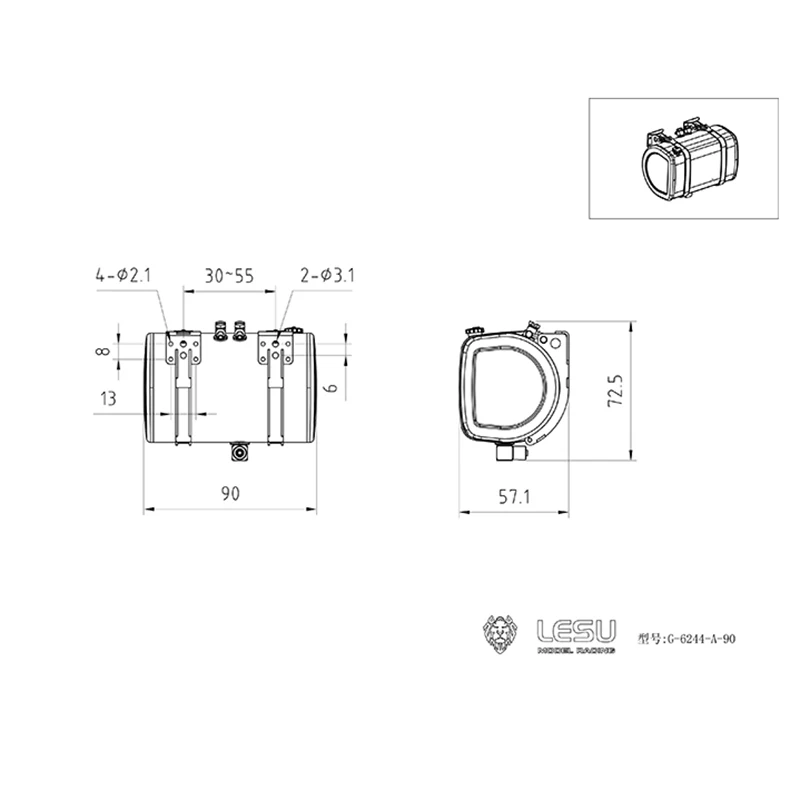 LESU-tanque de óleo hidráulico metálico para caminhão trator Tamiya, brinquedos basculantes ao ar livre, 90mm, 1, 14 RC, TH16722