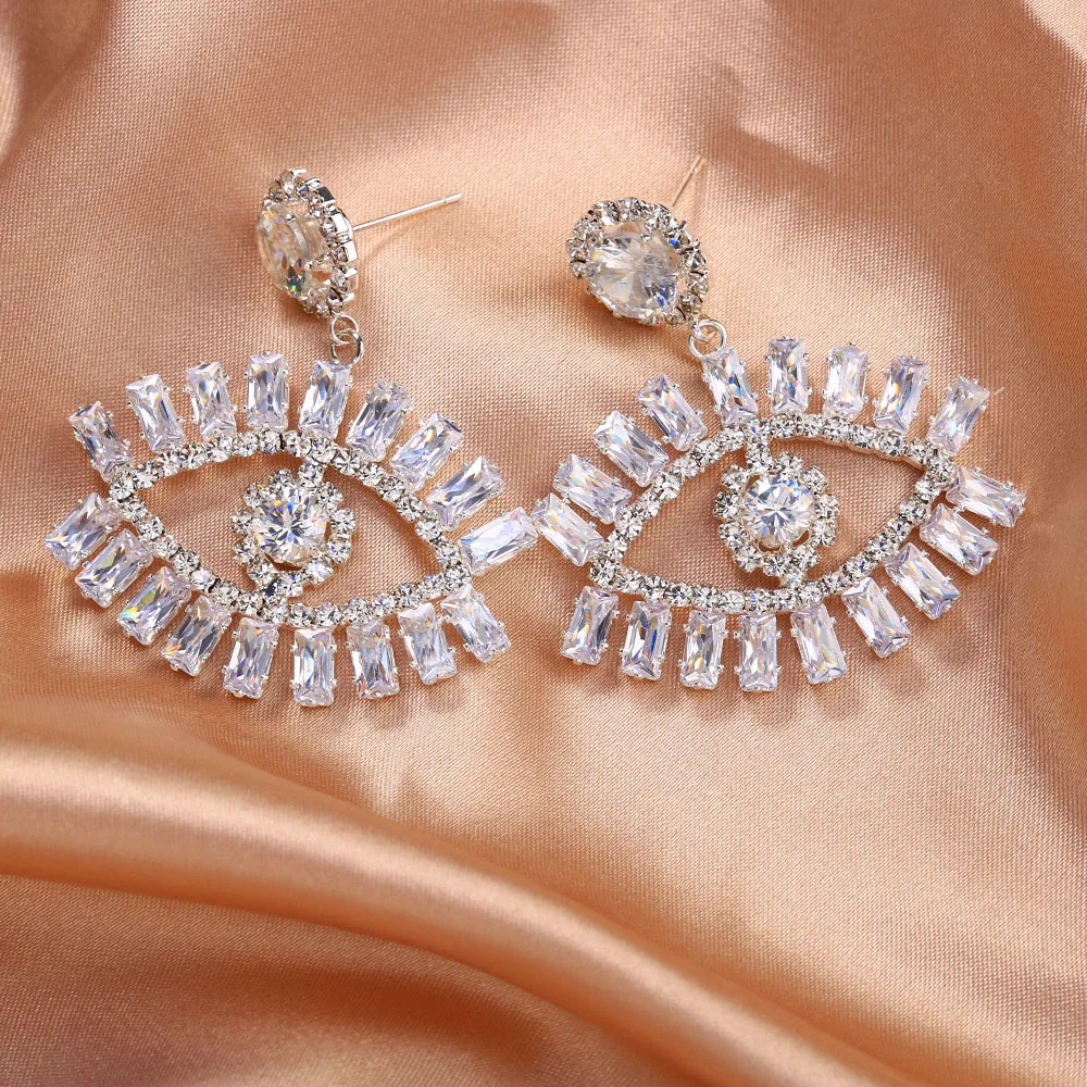 fashion alloy zircon diamond earrings devil's eye earrings women's cross-border retro earrings