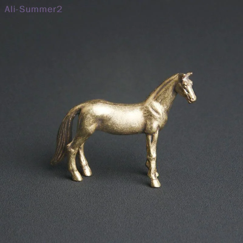 {Summer2} Messing-Pferdefigur, Skulptur, Tierstatue, Miniatur-Bronzestatue, Tischdekoration aus reinem Kupfer