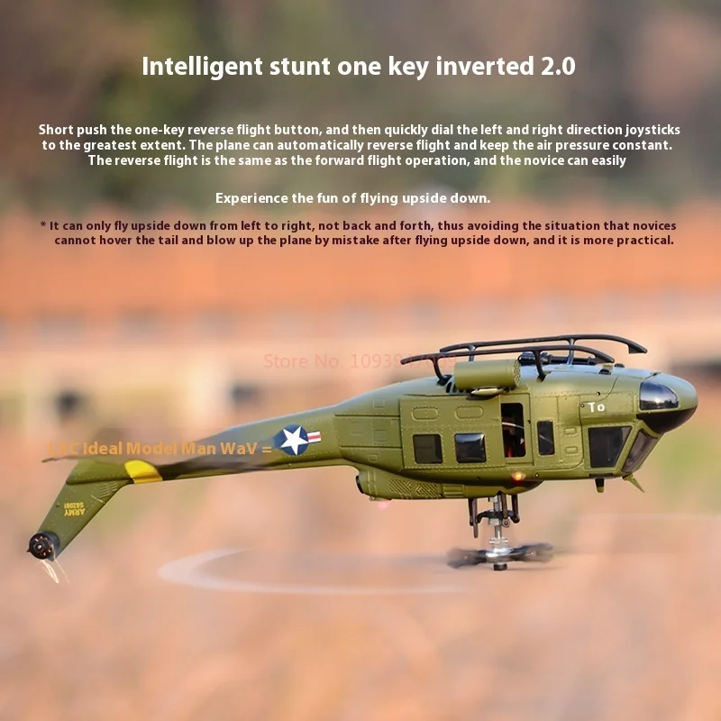 F07 UH1 Huey Escala RC Helicóptero Posicionamento de Fluxo Óptico Modelo de Simulação de Acrobacias 3D Aeronave de Simulação