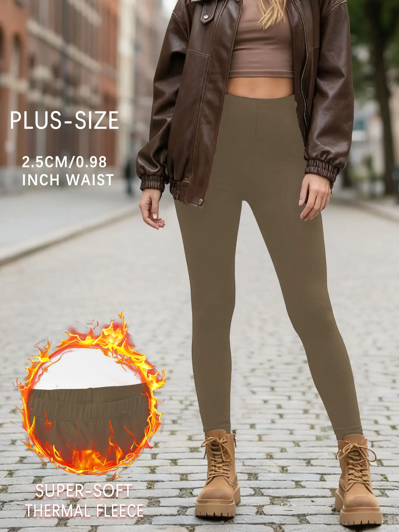 Übergrößen-Leggings mit superweichem Fleecefutter für Damen, Thermo-Warmhosen für Workout, Yoga und Laufen im kalten Winter. – Detail 7