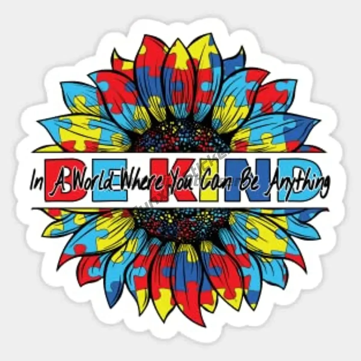 Promote Autism Acceptance Care Autism Emblem Color Puzzle Creative PVC Sticker for Decorate Wall Room Bicycle Van Car Motorcycle view 2