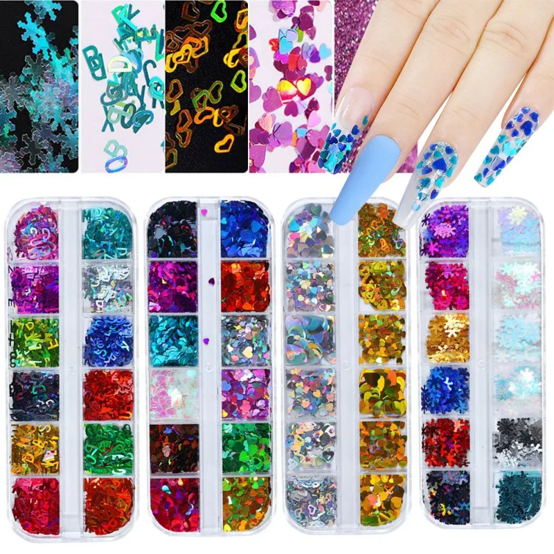 Glitter DIY Heart Shaped Nail Art Decoration Sequins Rhinestones Flake Shimmer Crafts Beauty Health Face Body Tools