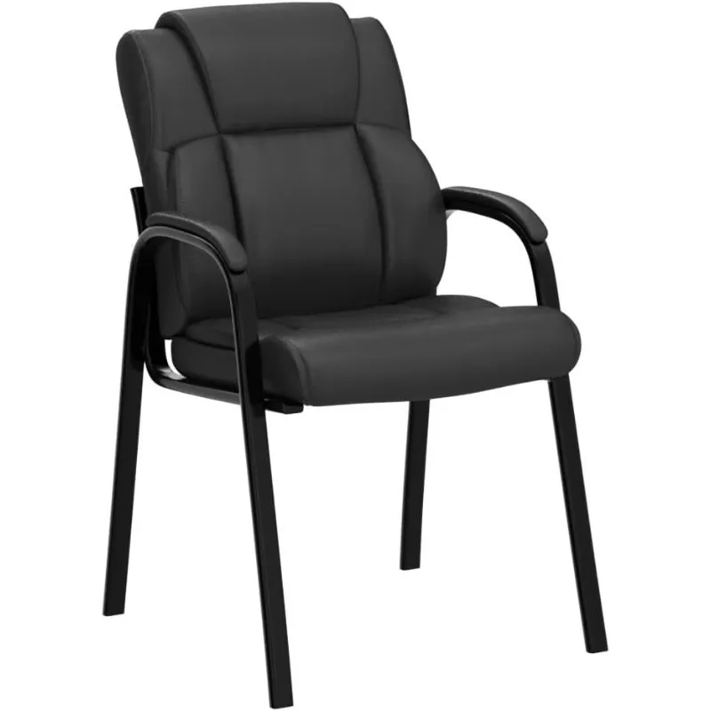 [Discounted Price, Hot Sale!]Leather Guest Chair with Padded Arm Rest for Reception Meeting Conference and Waiting Room Side Off