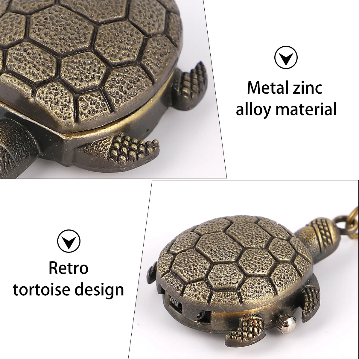 1pc Retro Pocket Watch Tortoise Shape Vintage Quartz Movement Chain Portable Lightweight Gift For Men Women Turtle Alloy