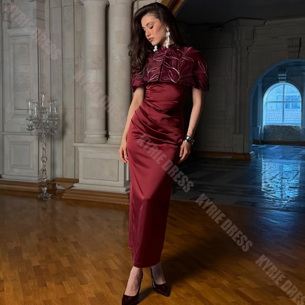 Fashion Mother of The Bride Dress Customized with Cape Embroidery Sleeveless Column for Wedding Guest Dresses Party Evening Gown