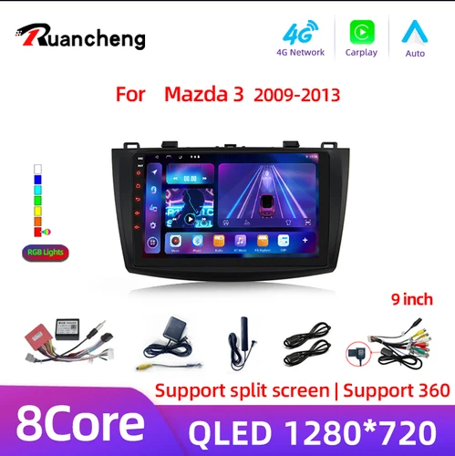 Radio de coche 2 Din para Mazda 3 2009 2010 2011 2012 2013 reproductor Multimedia Android 14 4G navegación GPS Carplay unidad principal de DVD