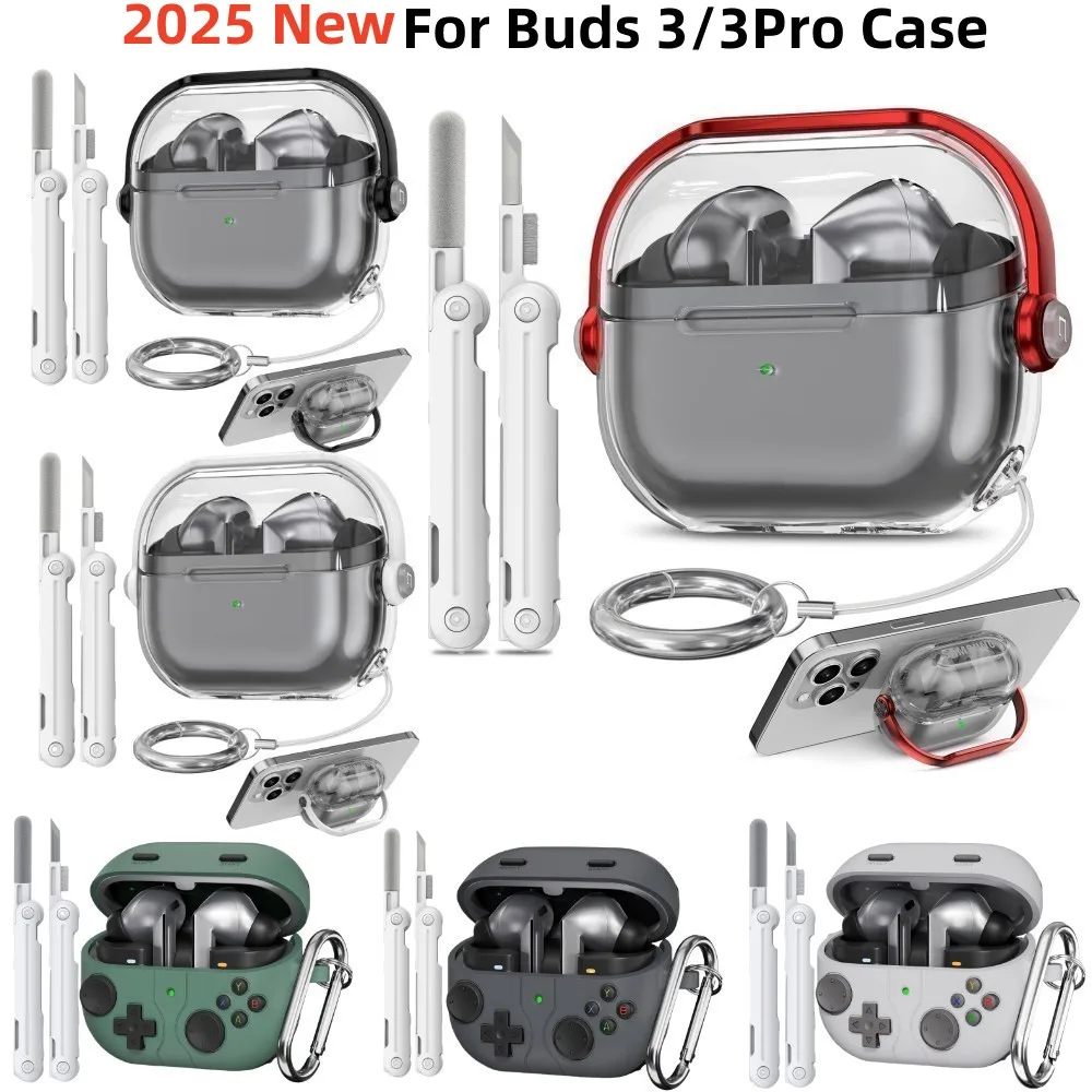 For Samsung Galaxy Buds 3 /3Pro Case Music Box Phone Holder Design Shockproof Cover with Keychain Case for Samsung Galaxy Buds 3