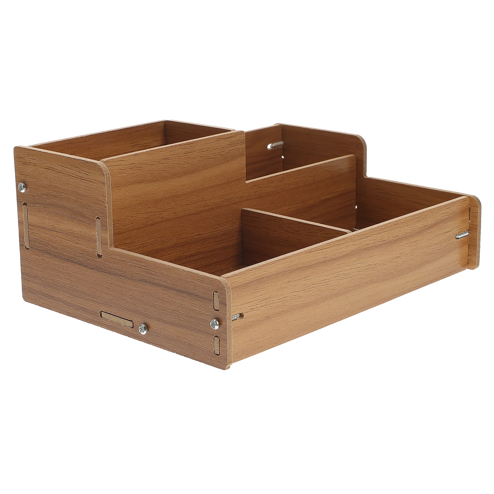 

Premium Wooden Desktop Organizer Pen Holder Stationery Storage Box Multi-Grid Compartments Compact Natural Wood Inclined