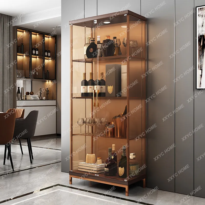 Living room integrated glass cabinet modern simple household transparent glass wine cabinet against the wall