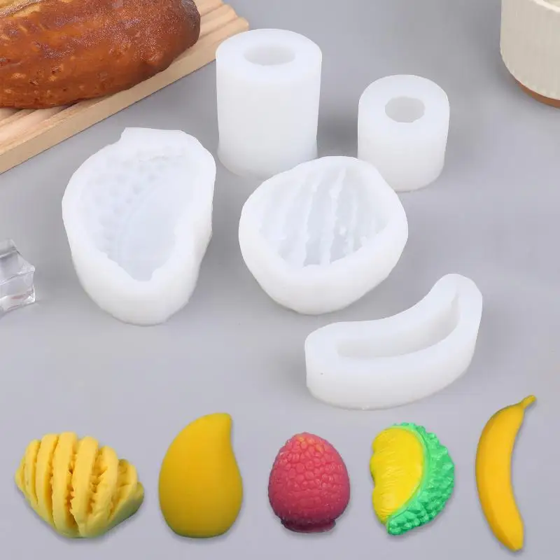 3D Fruit Silicone Mold Mango Banana Duria Lychee For Candle Aromatherapy Craft Making Cake Chocolate Fondant Baking Mold