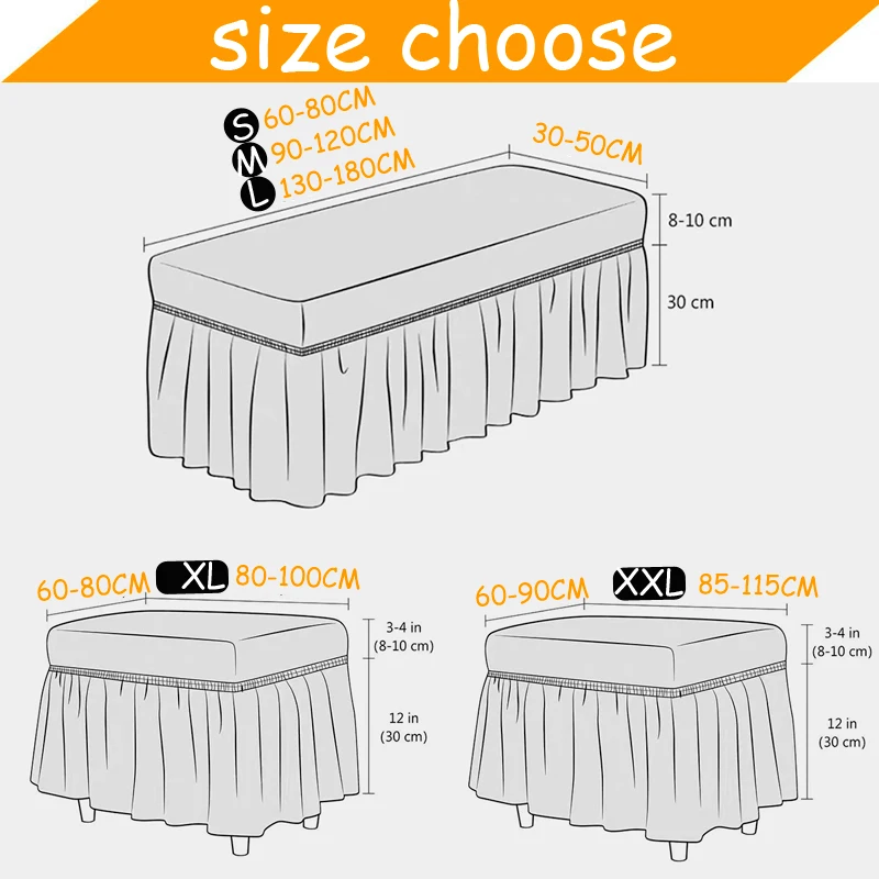 Dining Bench Soft Stretch Slipcover with Skirt Polyester Footstool Protector Bubble Lattice Piano Bench Covers for Living Room