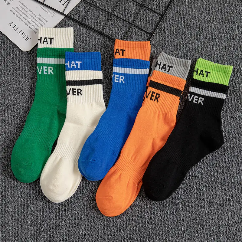 Paar Strümpfe Doppels chicht Socken farblich passende Socke Unisex Middle Barrel Sports ocken atmungsaktive Strümpfe Brief druck