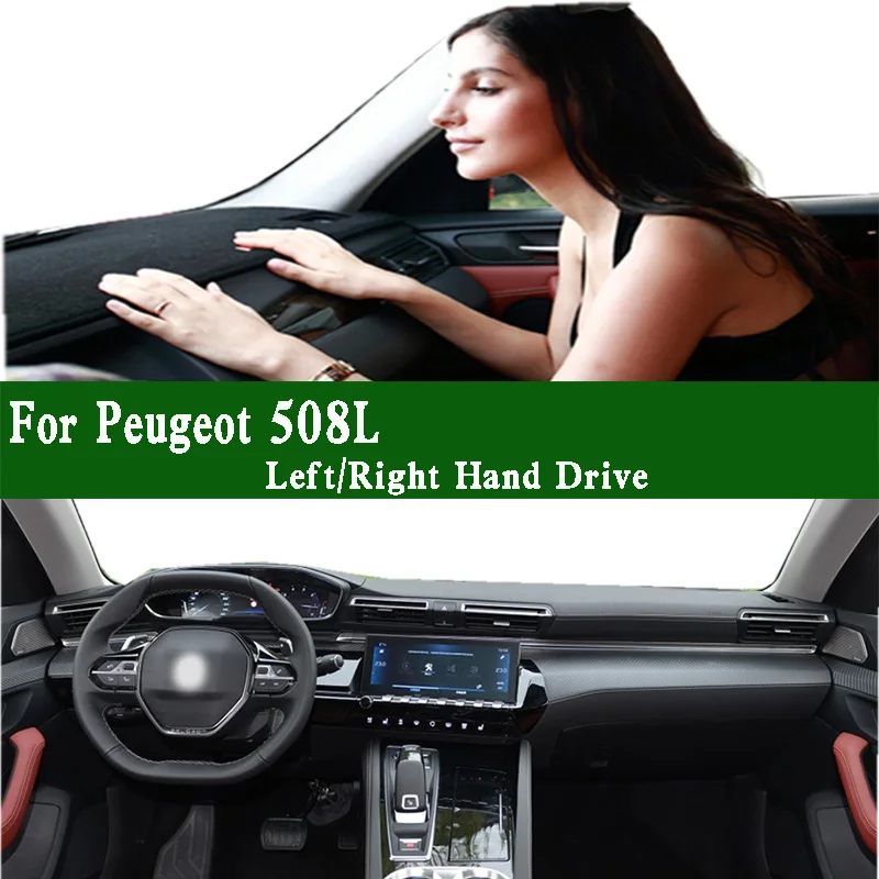 For Peugeot 508L PSE Car-styling Dashmat Dashboard Cover Instrument Panel Sunscreen Insulation Protective Pad Anti-Dirt Ornament