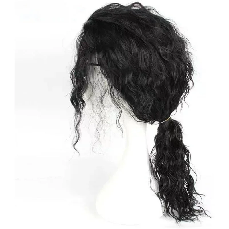Long Black Water Wave Synthetic Wig with Sunglasses for Halloween Costume, Cosplay, Party