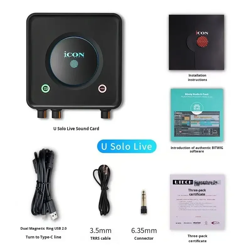 Solo USB External Sound Card 2.0 Channels Private Mold Singing Live Streaming Karaoke Mobile Phone Computer Tiktok