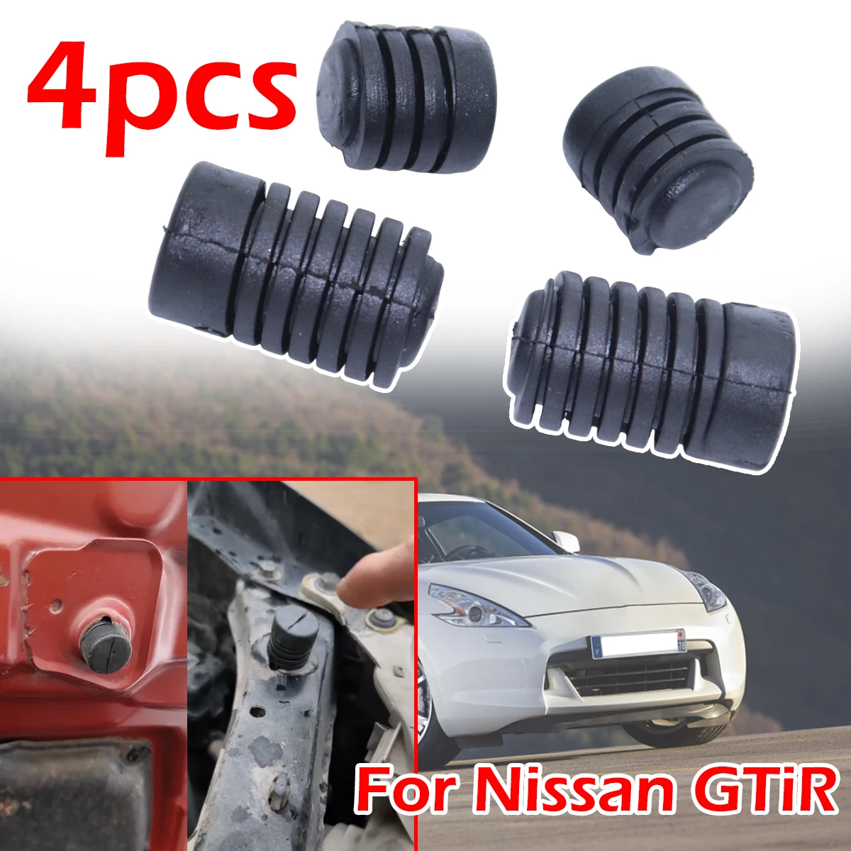 4pc Car Bonnet Grommet Mount Sleeve Hood Cushion Insulator Rubber Buffer For Nissan GTiR Isuzu Super Medic II Caravan Elgrand