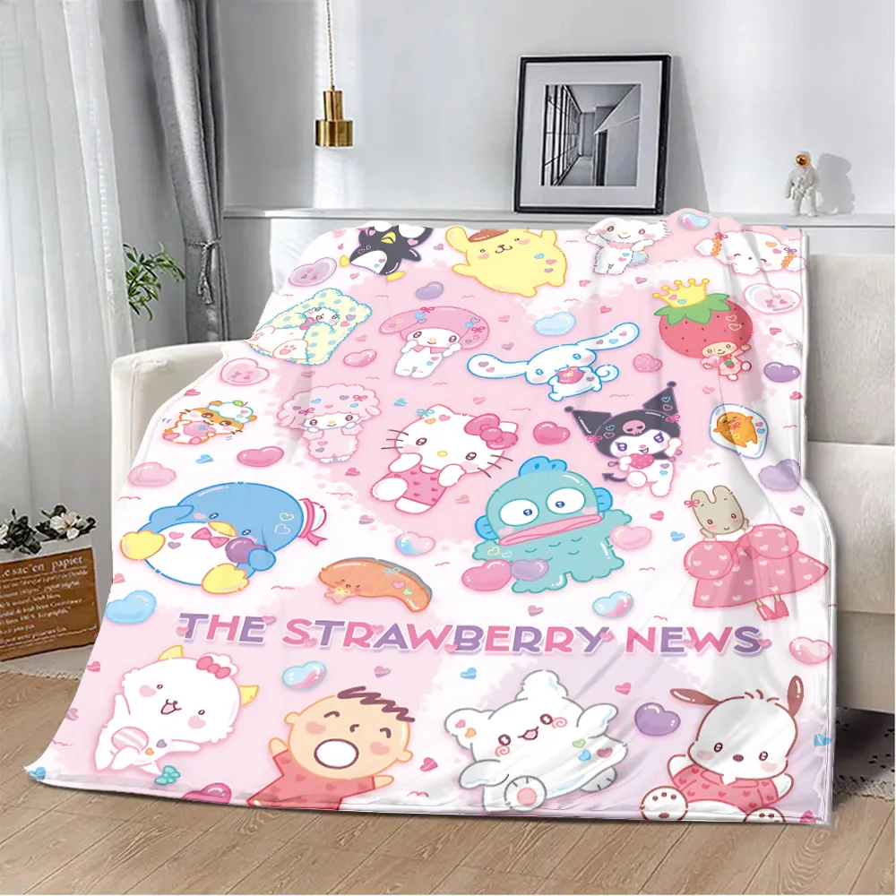 Lovely Sanrios Hellokitty Melody Printed Blanket Picnic Blankets Warm Blanket Soft and Comfortable Blanket Home Travel Birthday