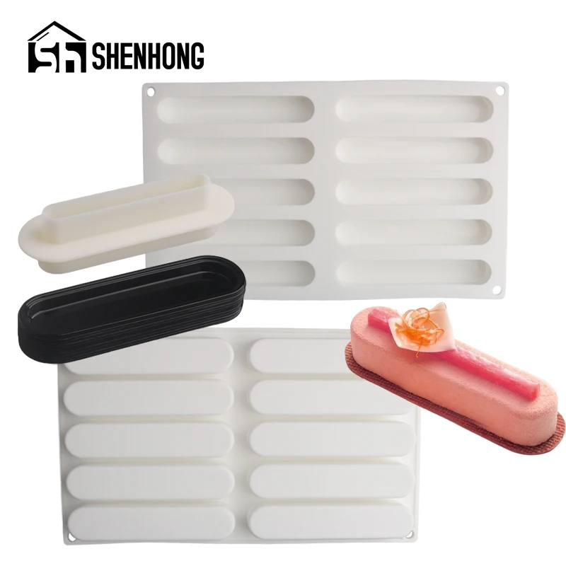 

SHENHONG Long Strip Mousse Mould Kitchen Bakeware Silicone Cake Mold Plastic Cutting Dies and Pastry Trays Dessert Baking Tools