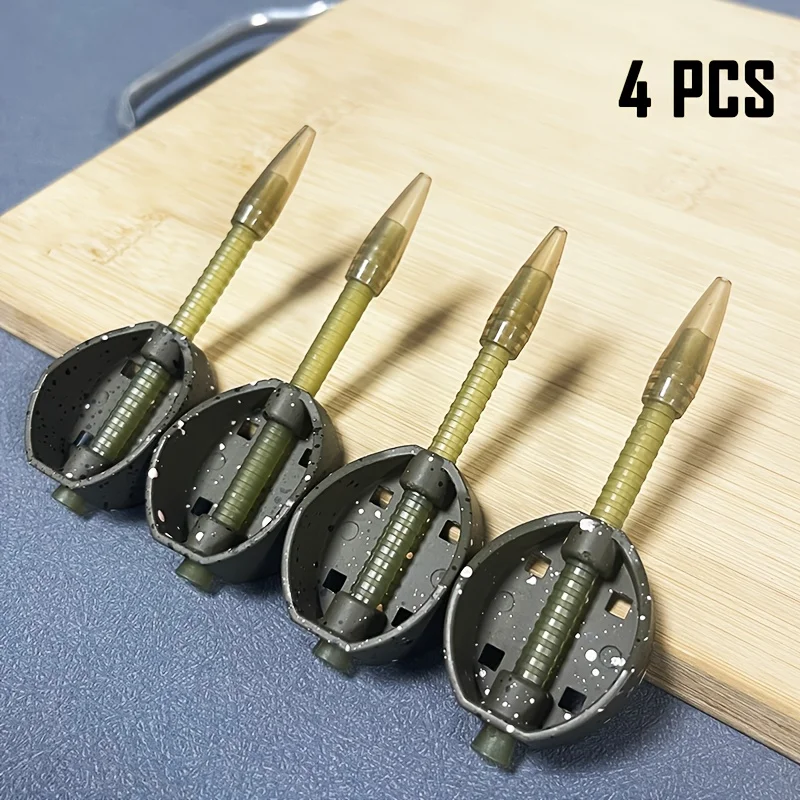 4-teiliges Camo Feeder Bleigewicht, XHJ-C Zinklegierung Cluster-Haken-System für Karpfenangeln, 19g/30g (0,67oz/1,06oz) in Grün/Braun