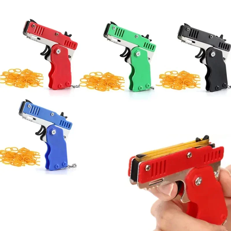 Keychain Gun 60 Pieces Rubber Band Shooter Children's Holiday Gift Outdoor Party Boyfriend Gift Toy Gun