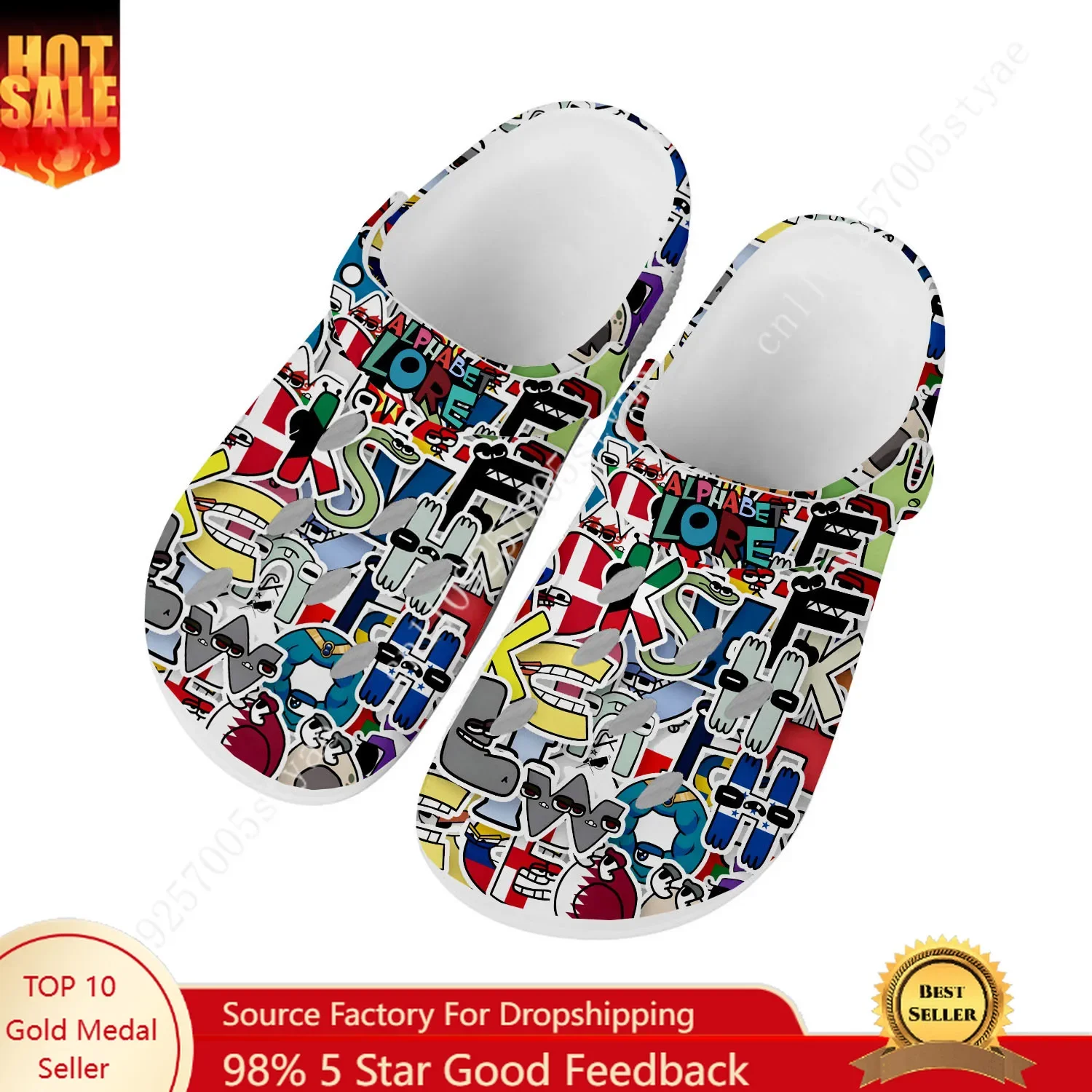 

Alphabet Lore Sandals Mens Women Water Shoes Home Garden Clogs Custom Made Beach Bath Breathable Hole Slippers